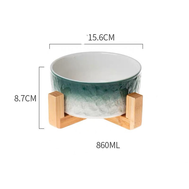 Modern Ceramic & Bamboo Dog Bowl