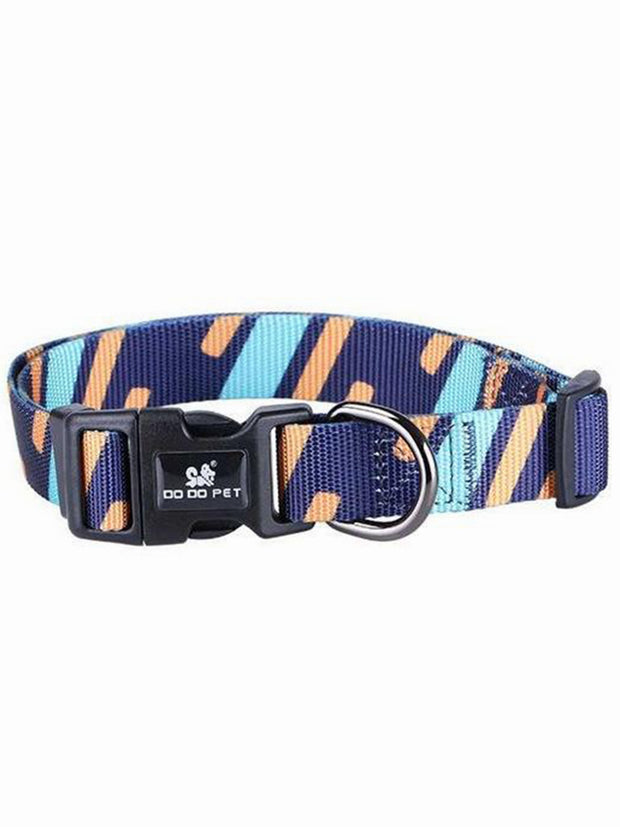 abstract stripe nylon dog collar