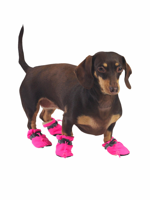 Plush Plastic Dog Paw Protector Boots in Pink