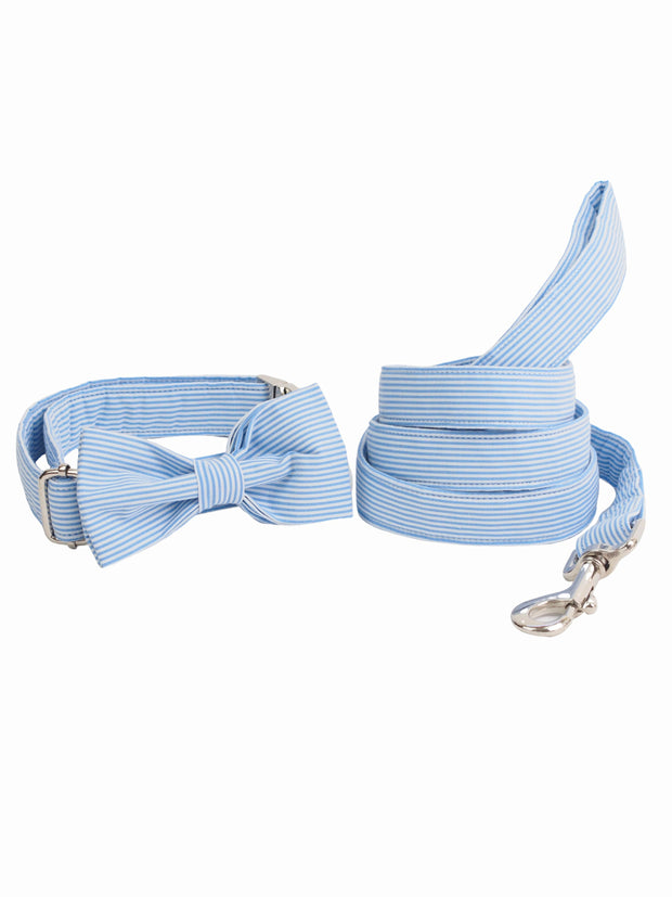 Fancy bow tie, collar and dog lead set