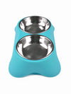 blue double dog bowl set