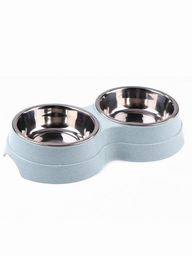 blue stainless steel dog bowl