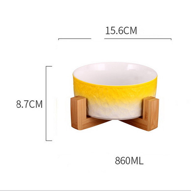 Modern Ceramic & Bamboo Dog Bowl