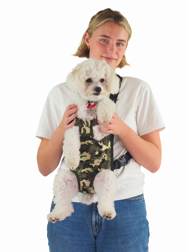 Cute adjustable front or back pack dog carrier