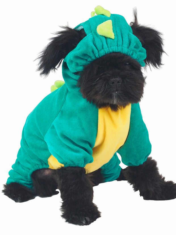 Green dragon onesie for dogs with spikes on back