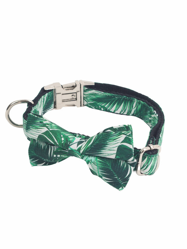 Jungle Leaf Dog Bow Tie Collar