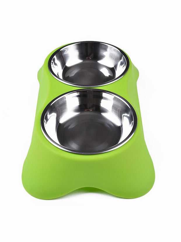 green elevated double dog bowl