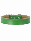 green genuine leather dog collar