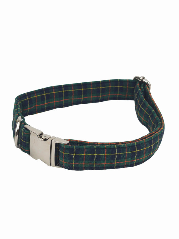 High quality green plaid dog collar
