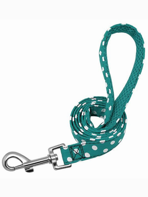 green polka dot dog leash lead