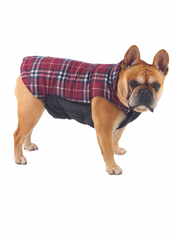 Houndstooth Plaid Reversible Dog Jacket