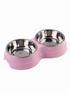 pink elevated dog bowl