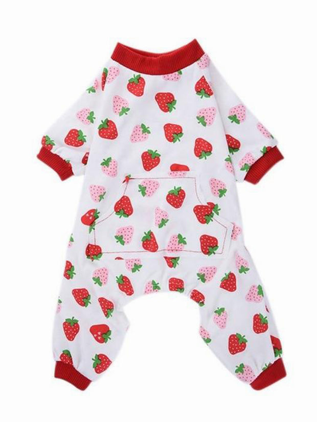 strawberry dog pyjama onesie