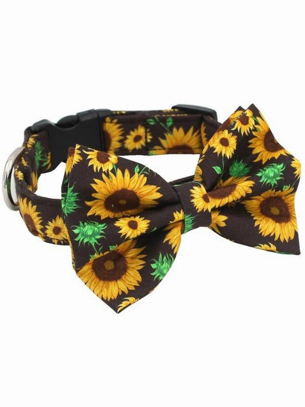 sunflower pattern dog bow tie