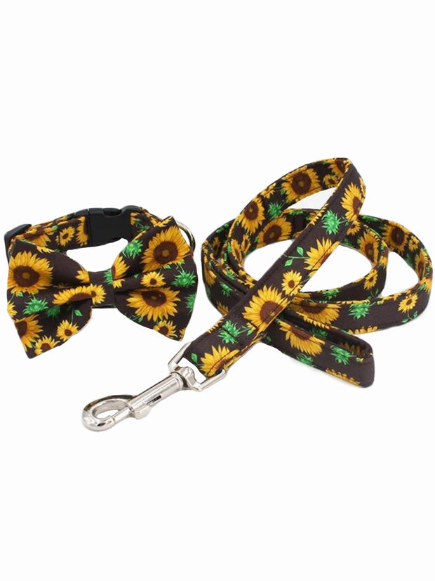 sunflower dog bow tie and lead set